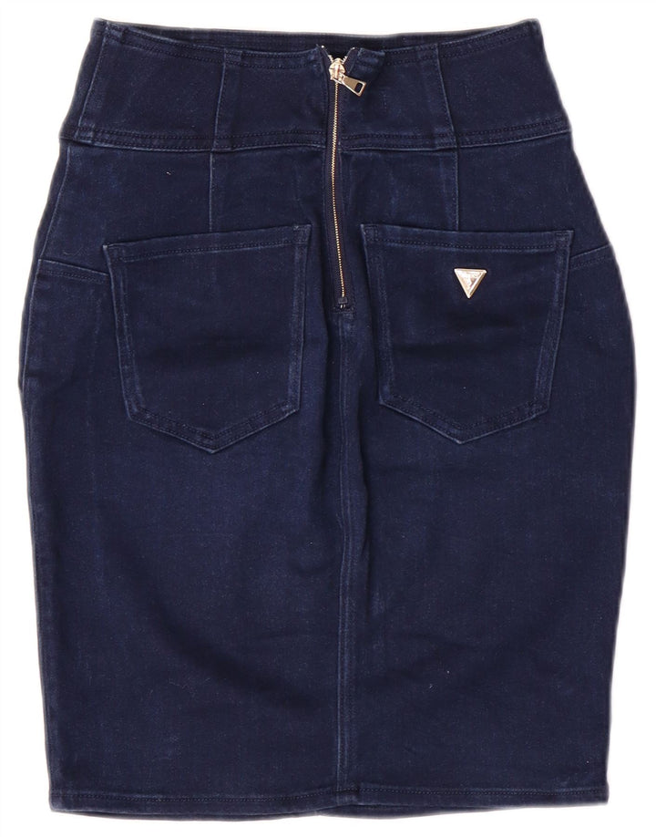 Damska spódnica dżinsowa z wysokim stanem Guess W28 Średni niebieski Modal Classic