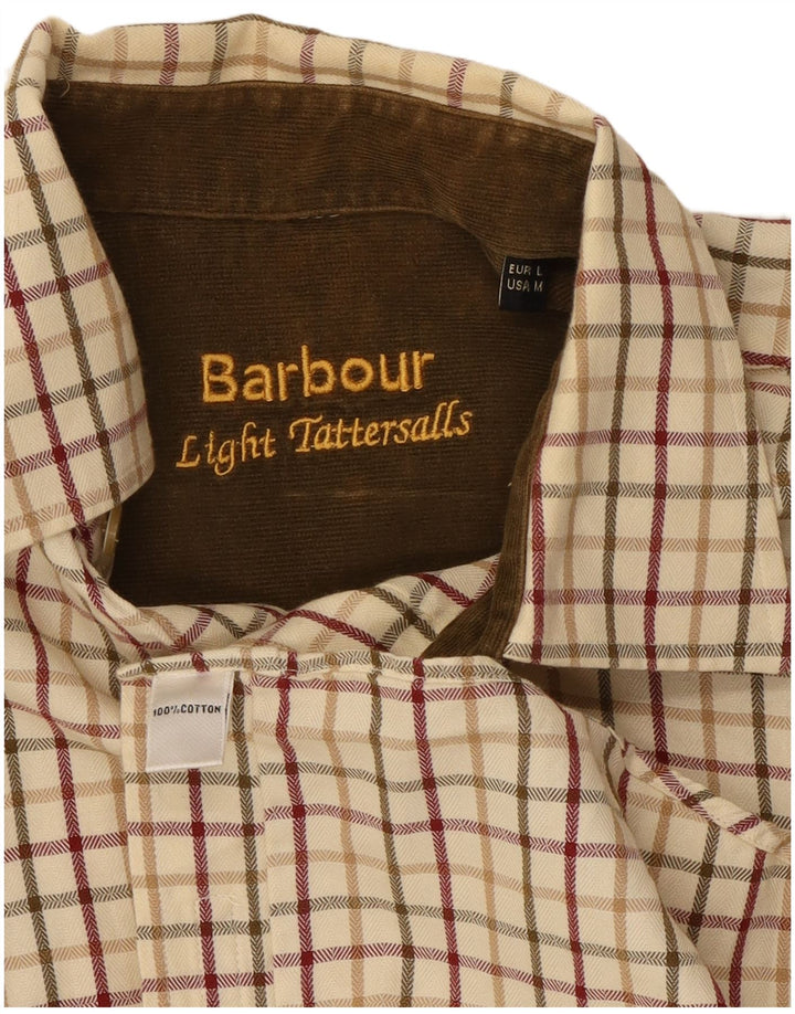 Koszula flanelowa męska Barbour w średnią beżową kratkę, bawełniana