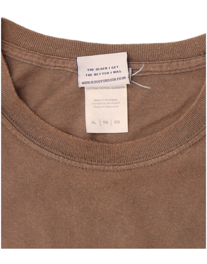 Męska koszulka z grafiką OLD GUYS RULE Top XL, brązowa, bawełniana