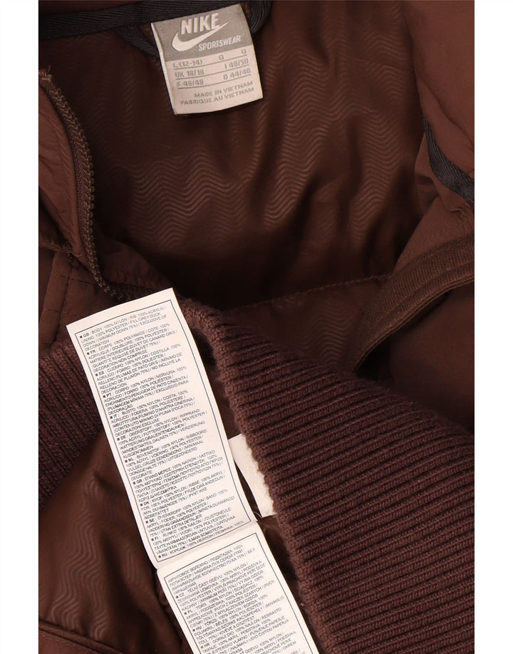 Damski płaszcz wyściełany Nike UK 16/18 Duży brązowy nylon