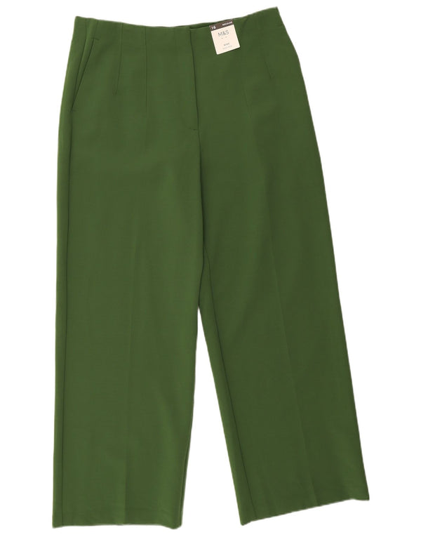 Marks & Spencer Damskie spodnie codzienne z wysokim stanem UK 16, duże W32 L28 Zielone