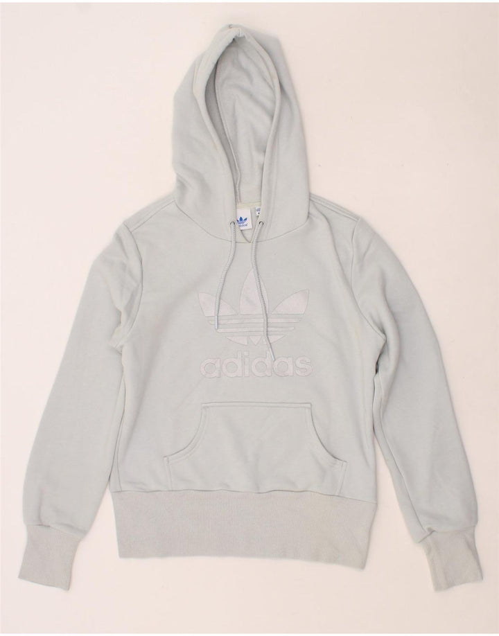 ADIDAS Womens Graphic Hoodie Jumper IT 44 Medium Blue Cotton Vintage Adidas and Second-Hand Adidas from Messina Hembry 