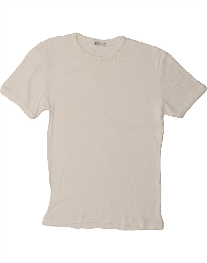 ZARA Womens T-Shirt Top UK 14 Medium White Vintage Zara and Second-Hand Zara from Messina Hembry 
