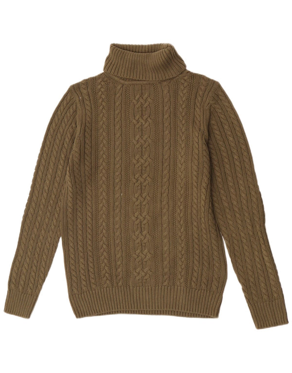 Vintage męski sweter z golfem, średnio zielony, bawełniany