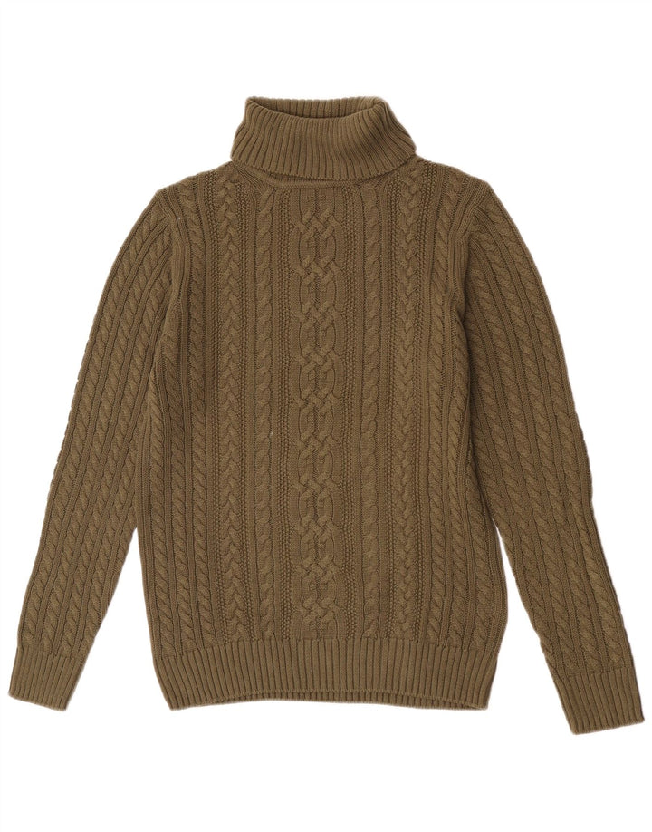 Vintage męski sweter z golfem, średnio zielony, bawełniany