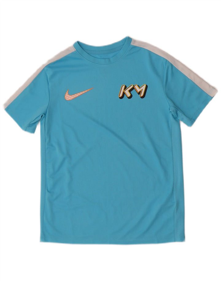 Chłopięcy T-shirt z grafiką Nike, rozmiar 12-13 lat, duży, niebieski, poliester z blokami kolorów