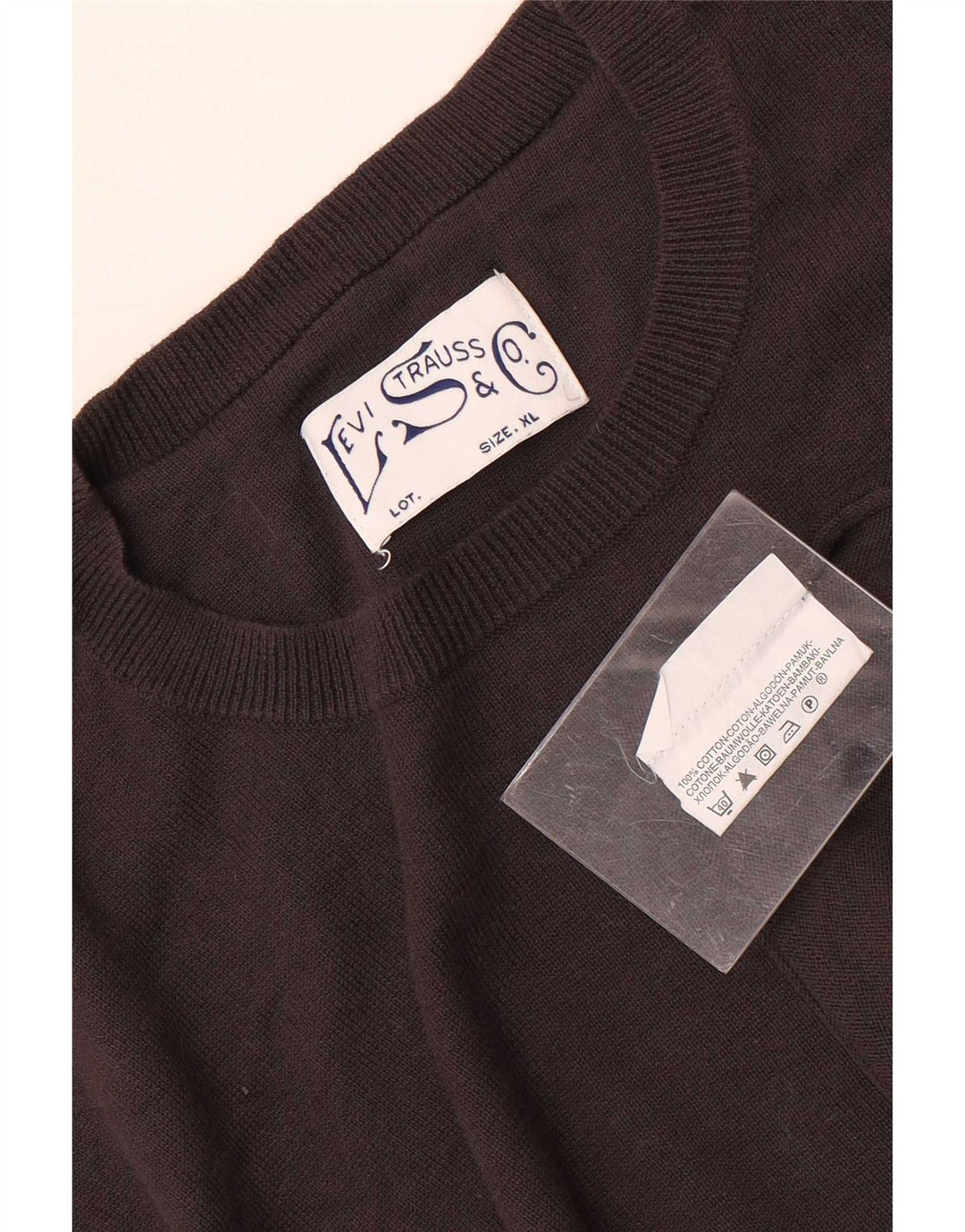 Męski sweter z okrągłym dekoltem Levi's XL, brązowa bawełna