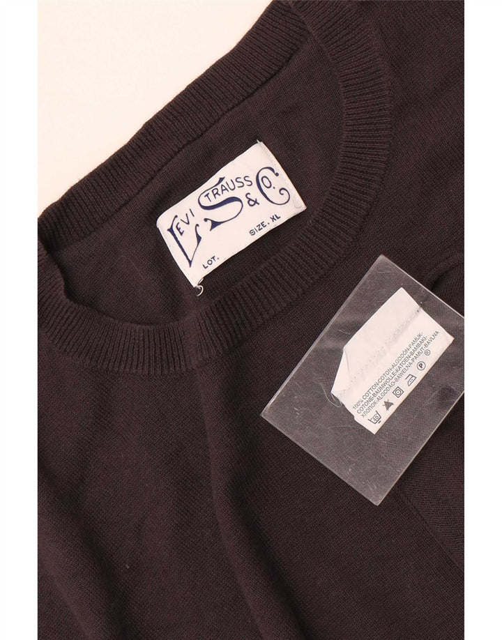 Męski sweter z okrągłym dekoltem Levi's XL, brązowa bawełna