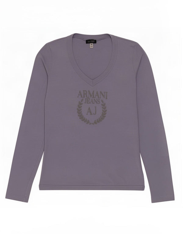 Armani Jeans Womens Graphic Top Long Sleeve EU 40 Medium Purple