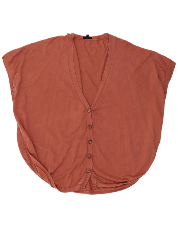 Topshop Damski sweter poncho bez rękawów, UK 14, duży, brązowy, bawełniany