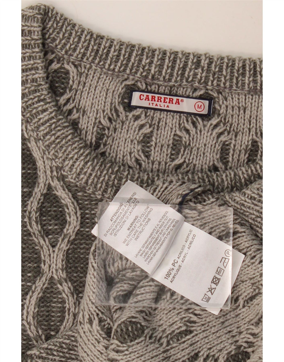 Męski sweter CARRERA z okrągłym dekoltem, średnioszary, geometryczny akryl