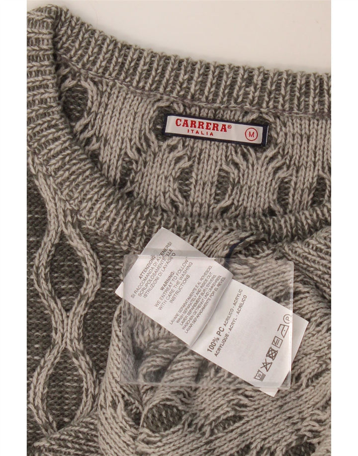 Męski sweter CARRERA z okrągłym dekoltem, średnioszary, geometryczny akryl