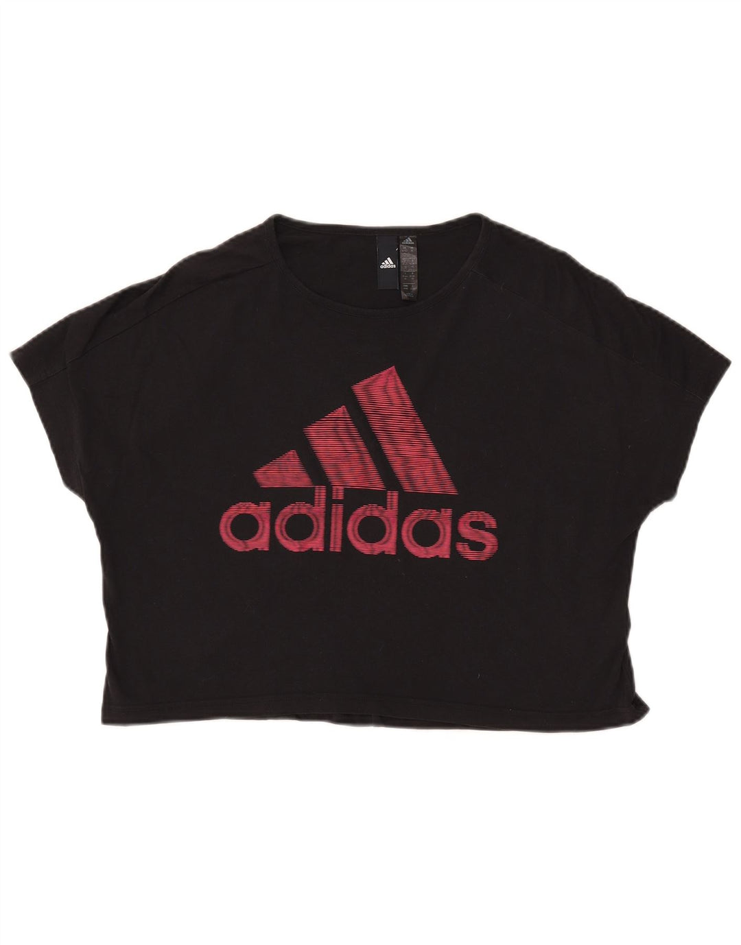 Damska koszulka ADIDAS Crop Graphic Top UK 12/14 Średnia czarna bawełna
