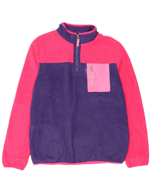 Marks & Spencer Dziewczęcy sweter polarowy z zamkiem błyskawicznym 15-16 lat, fioletowy, z blokami kolorów