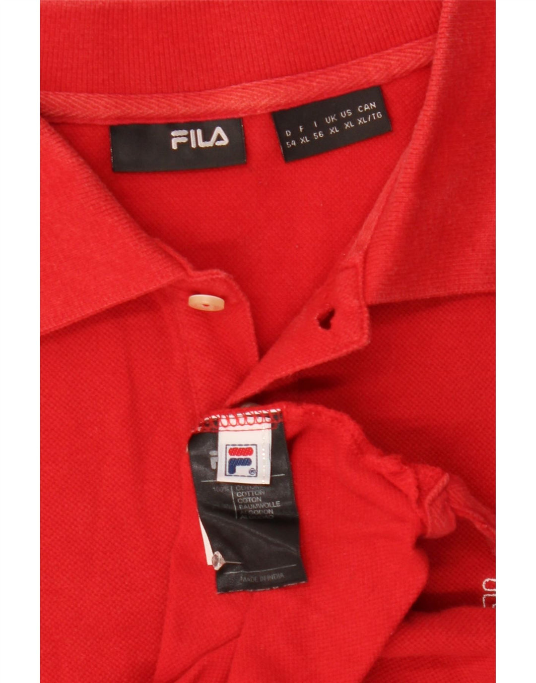 FILA Mens Polo Shirt XL Red Cotton Vintage Fila and Second-Hand Fila from Messina Hembry 