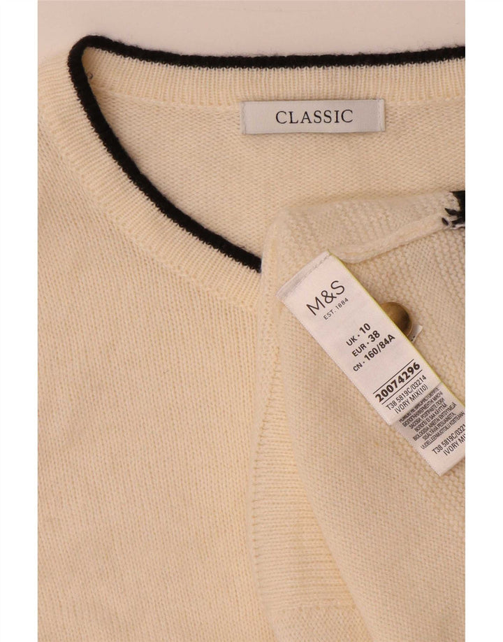 Marks & Spencer Damski sweter rozpinany UK 10, mały, w kolorze złamanej bieli