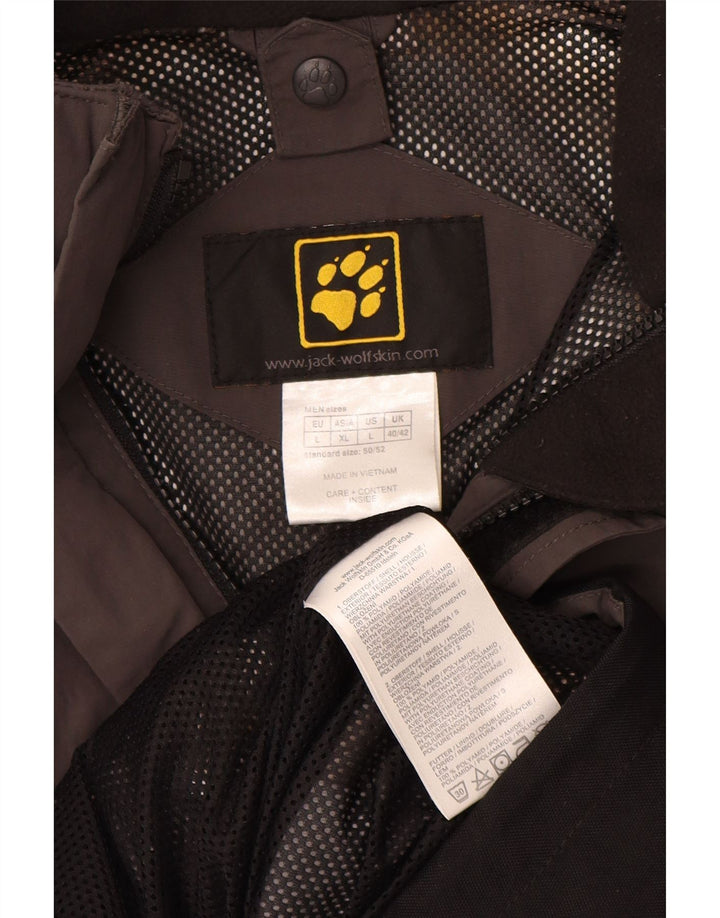 Męska kurtka przeciwdeszczowa Jack Wolfskin UK 40/42, duży szary poliamid z blokami kolorów