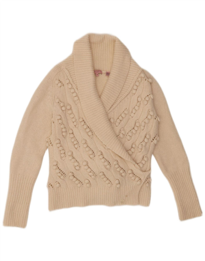 Damski sweter kopertowy Ted Baker, rozmiar 4, duży, beżowy, wełniany