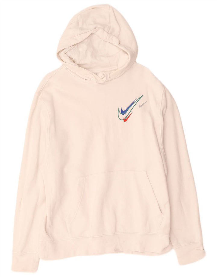 Męski sweter z kapturem Nike z grafiką, duży, biały, bawełniany