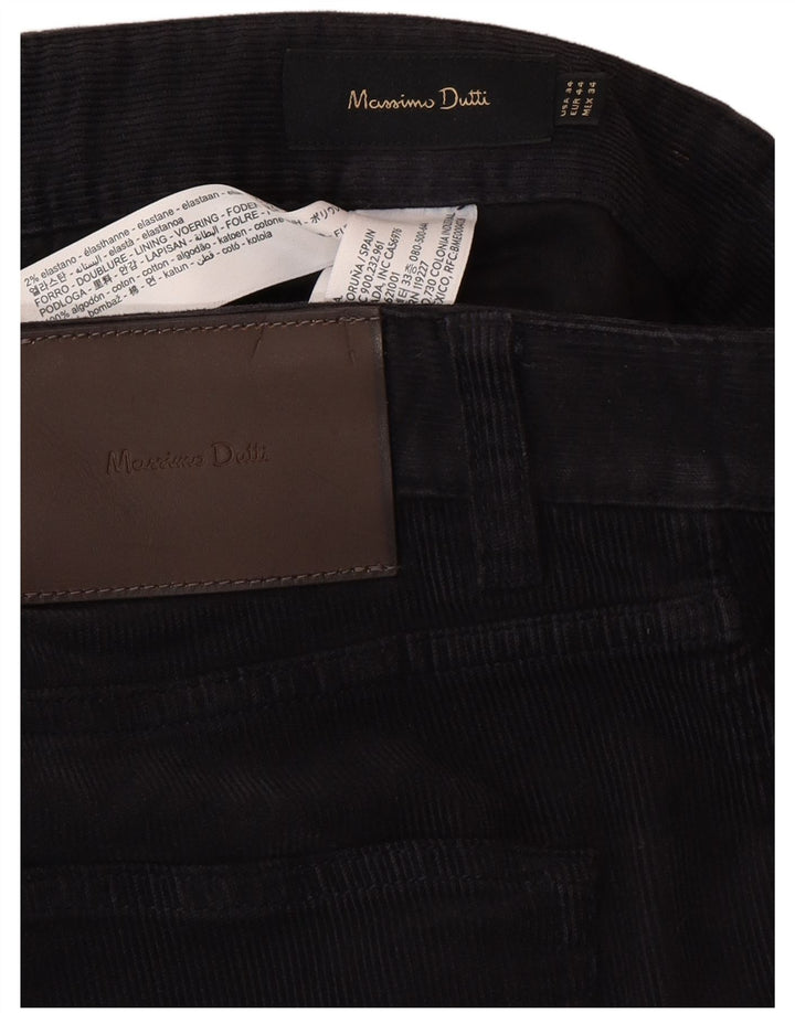 Spodnie męskie MASSIMO DUTTI proste sztruksowe EU 44 duże W36 L30 czarne