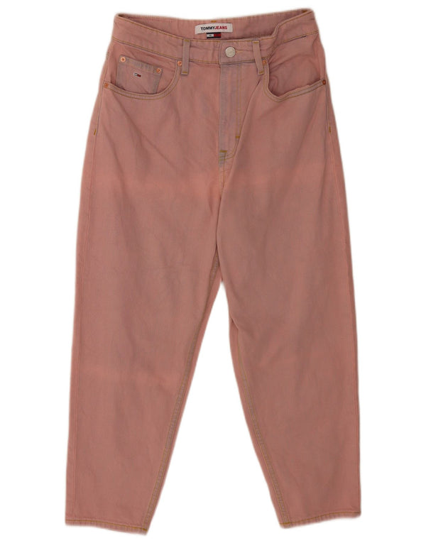 Damskie jeansy Tommy Hilfiger Acid Wash z wysokim stanem, W30 L23, różowa bawełna