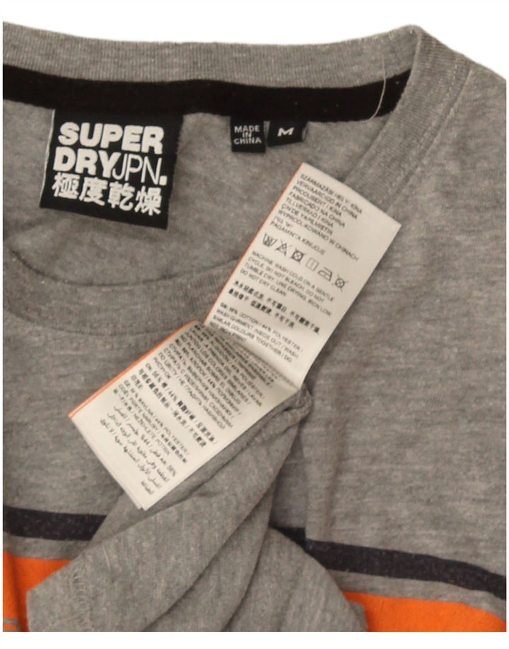 Męski T-shirt z grafiką Superdry, bawełniany, średnioszary, z blokami kolorów