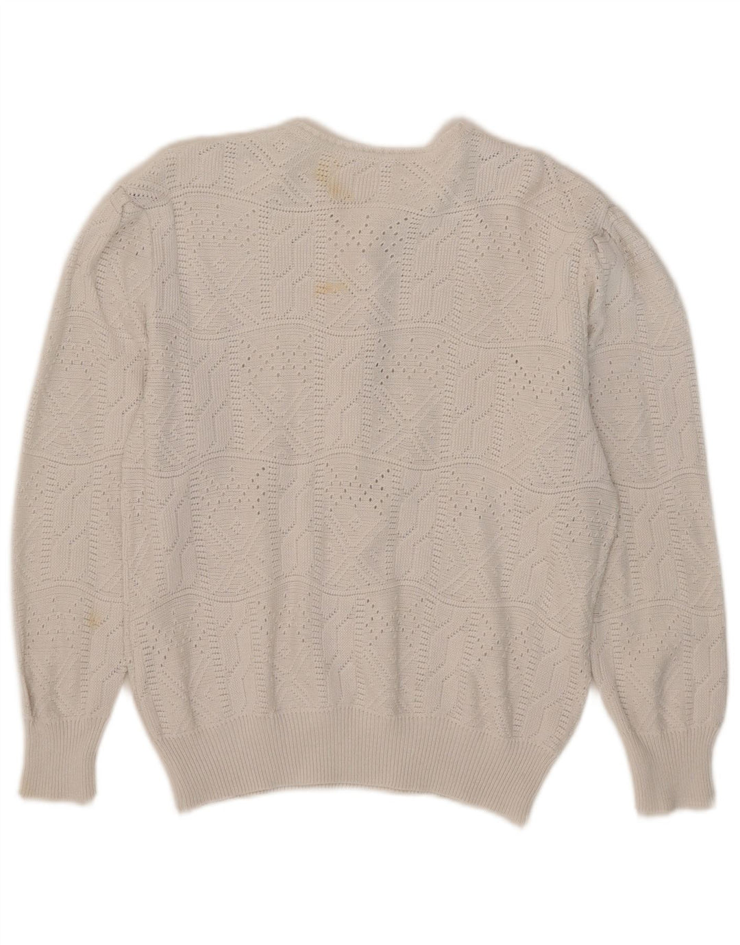 Vintage damski sweter zapinany na guziki IT 42 średni biały akryl