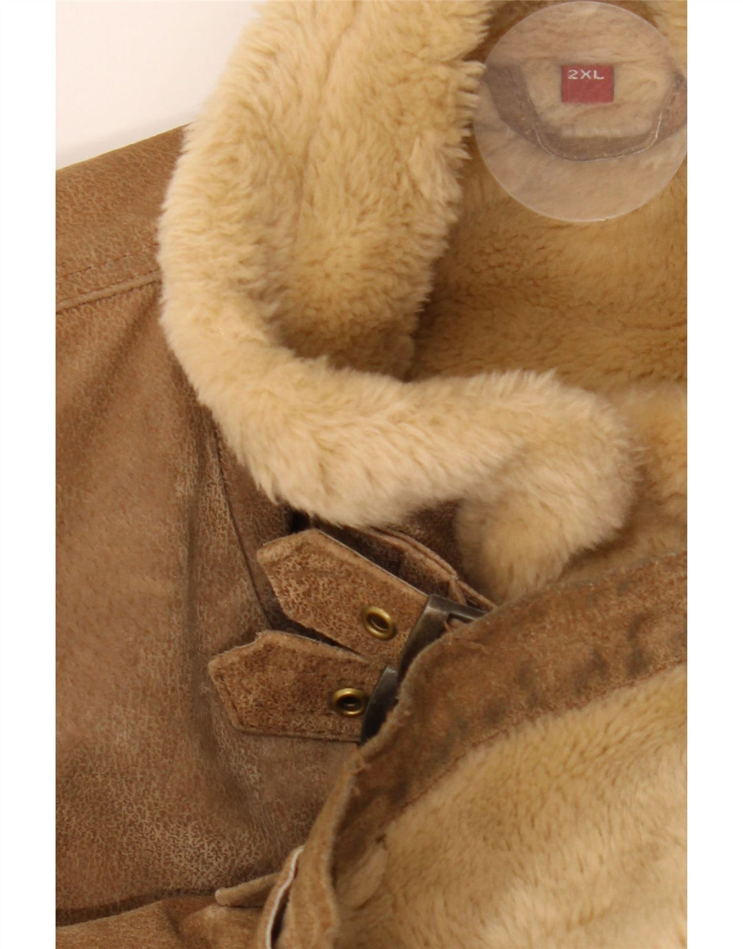 Męska kurtka shearling MONTGOMERY UK 44 2XL brązowa skóra