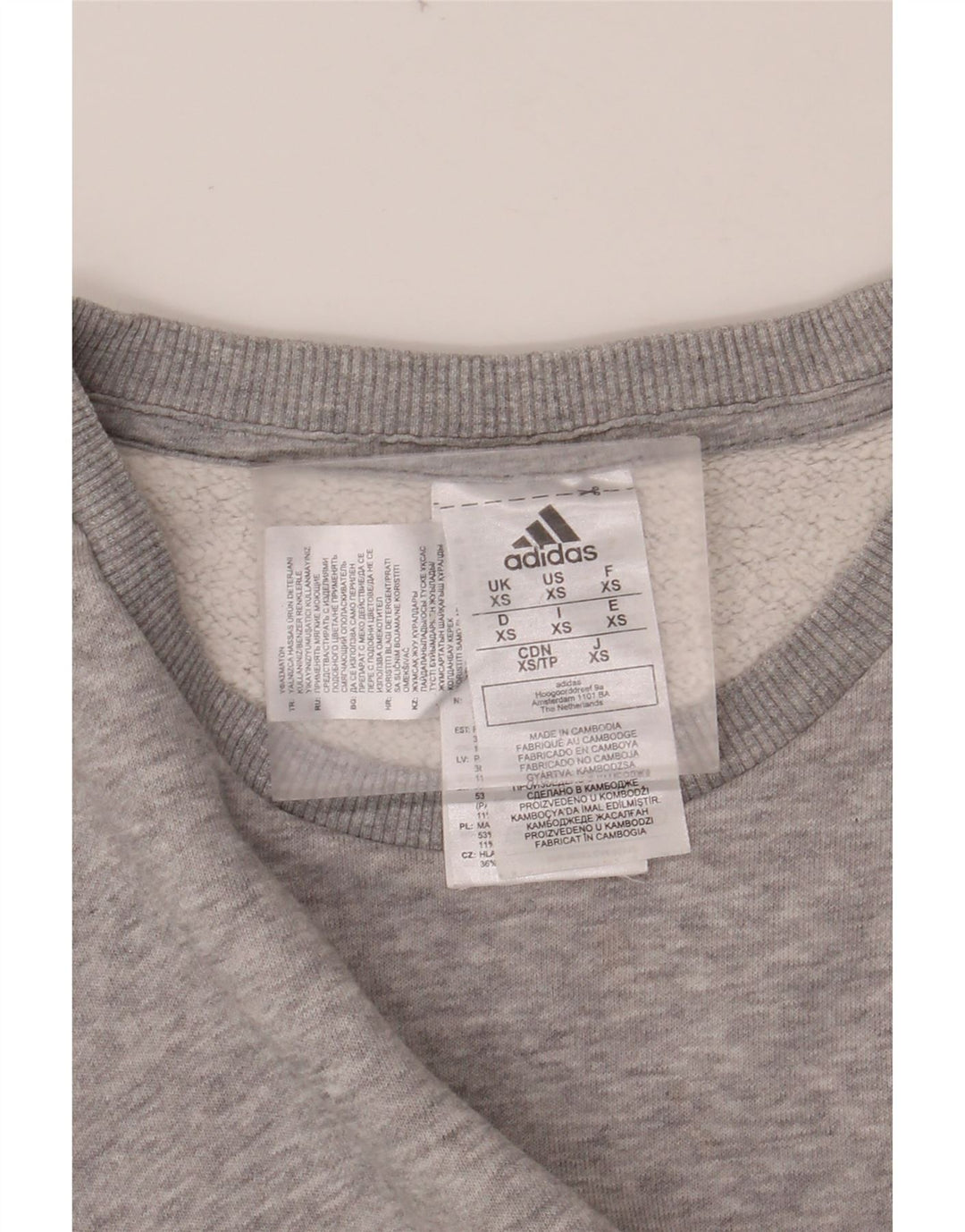 ADIDAS Mens Sweatshirt Jumper XS Grey Cotton