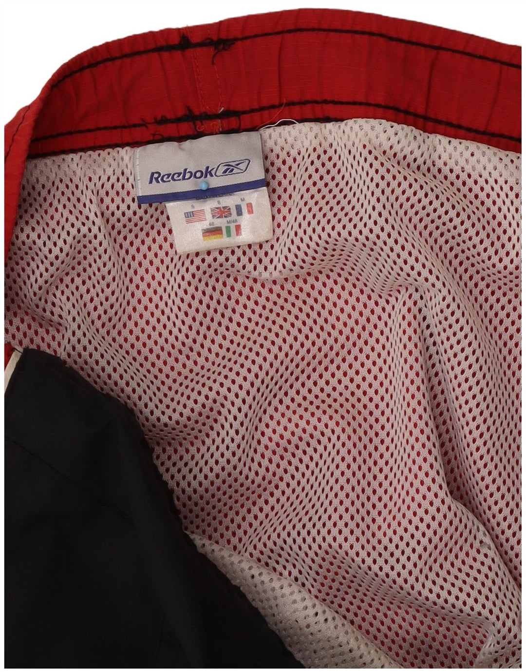 Męskie spodenki kąpielowe Reebok z grafiką, mały czarny nylon z blokami kolorów