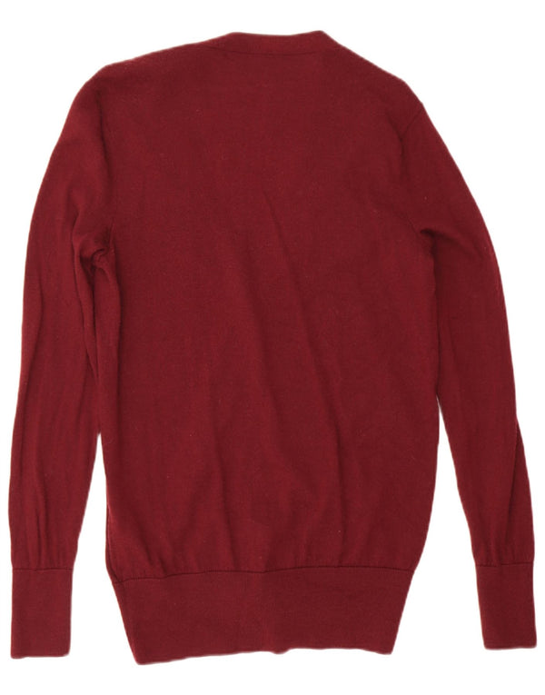 Damski sweter rozpinany Ralph Lauren UK 16, duża, bordowa wełna z merynosów