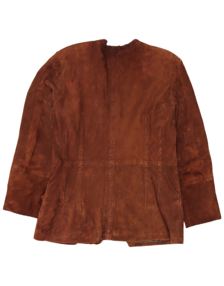 Damska marynarka Begedor Oversize zapinana na 1 guzik, zamszowa marynarka IT 44 Średni brąz