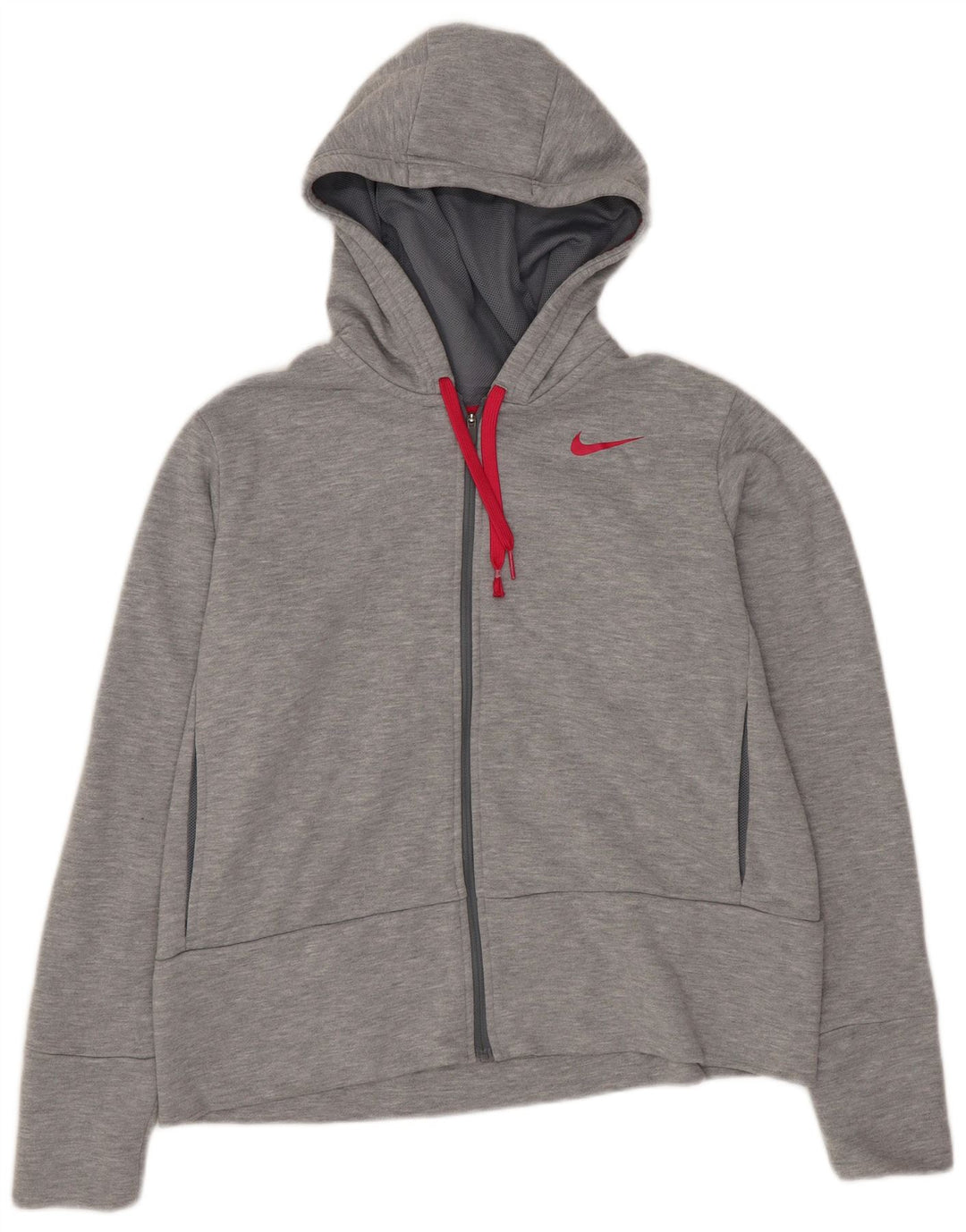 Damski sweter z kapturem i zamkiem błyskawicznym Nike Dri Fit, UK 10, mały, szary poliester