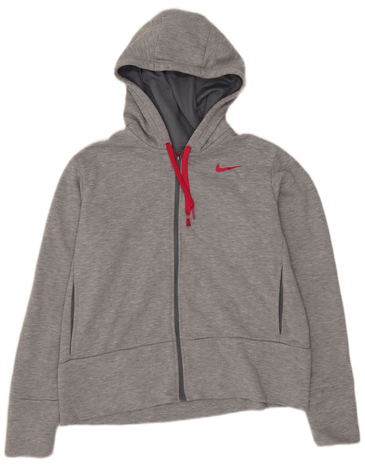 Damski sweter z kapturem i zamkiem błyskawicznym Nike Dri Fit, UK 10, mały, szary poliester