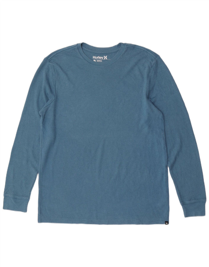 Męski top Hurley Premium Fit z długim rękawem, duży, niebieski, bawełniany