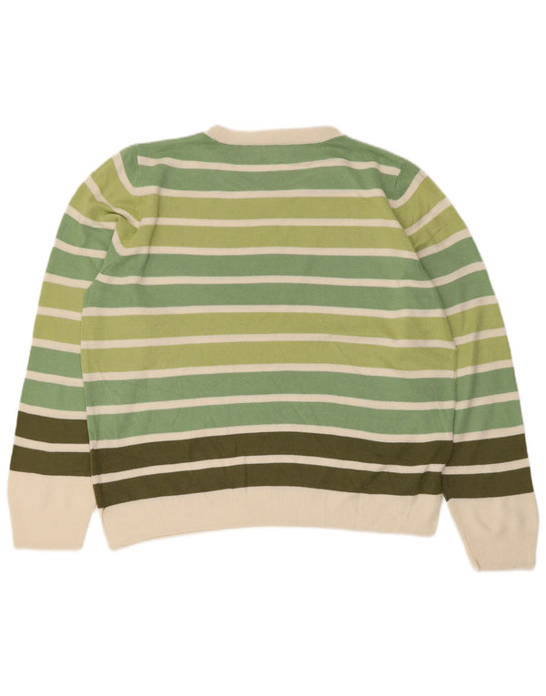 Marks & Spencer Damski sweter z okrągłym dekoltem, UK 16, duże, zielone paski