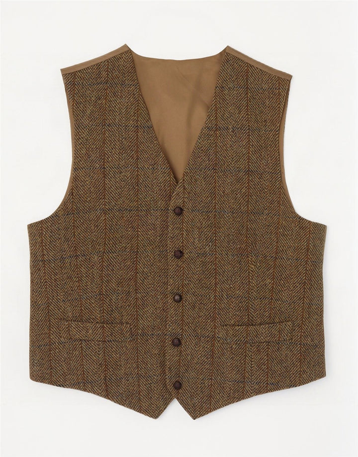 Kamizelka męska Harris Tweed 2XL Khaki, wełna w jodełkę