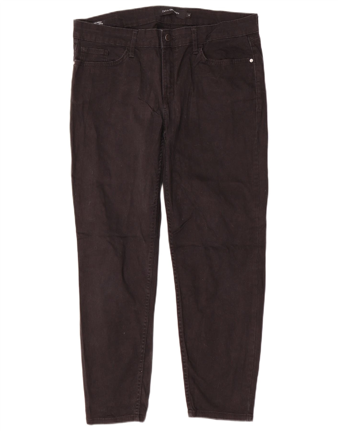 CALVIN KLEIN Damskie spodnie obcisłe na co dzień US 14 XL W34 L26 Czarna bawełna