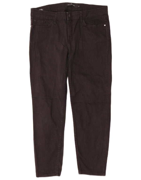 CALVIN KLEIN Damskie spodnie obcisłe na co dzień US 14 XL W34 L26 Czarna bawełna