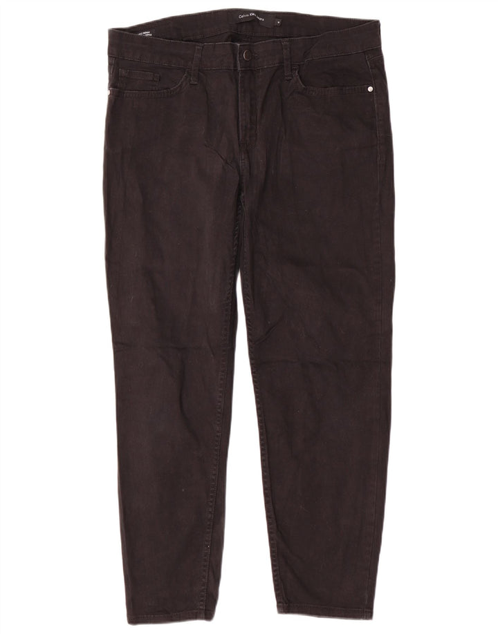 CALVIN KLEIN Damskie spodnie obcisłe na co dzień US 14 XL W34 L26 Czarna bawełna