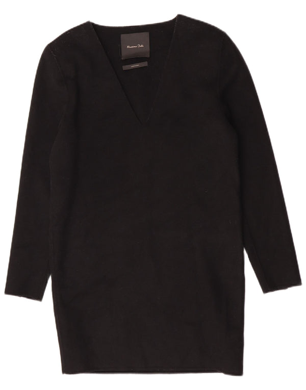 Damska sukienka oversize Massimo Dutti z długim rękawem, UK 6 XS, czarna wełna