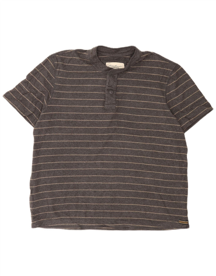 Męska koszulka polo Eddie Bauer XL, szara, bawełniana w paski
