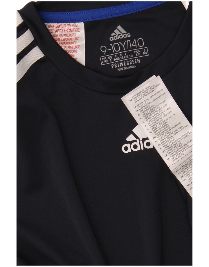 T-shirt chłopięcy Adidas na 9-10 lat, granatowy, poliester z blokami kolorów