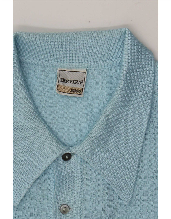 Męski sweter polo Trevira, średnioniebieski