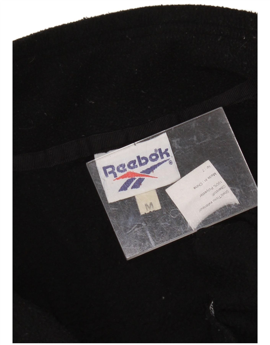 REEBOK Mens Zip Neck Fleece Jumper Medium Black Polyester