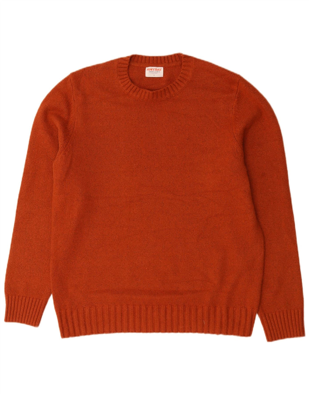 Męski sweter z okrągłym dekoltem John Lewis, duży, pomarańczowy, bawełniany