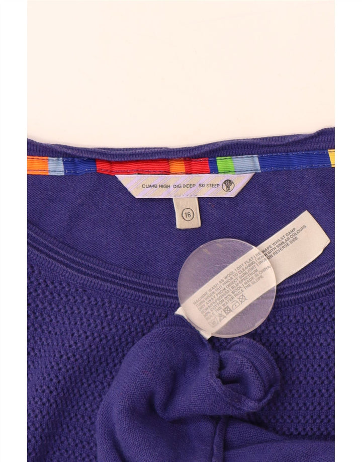 Damski sweter FAT FACE z krótkim rękawem i dekoltem w łódkę, UK 16, duży fiolet