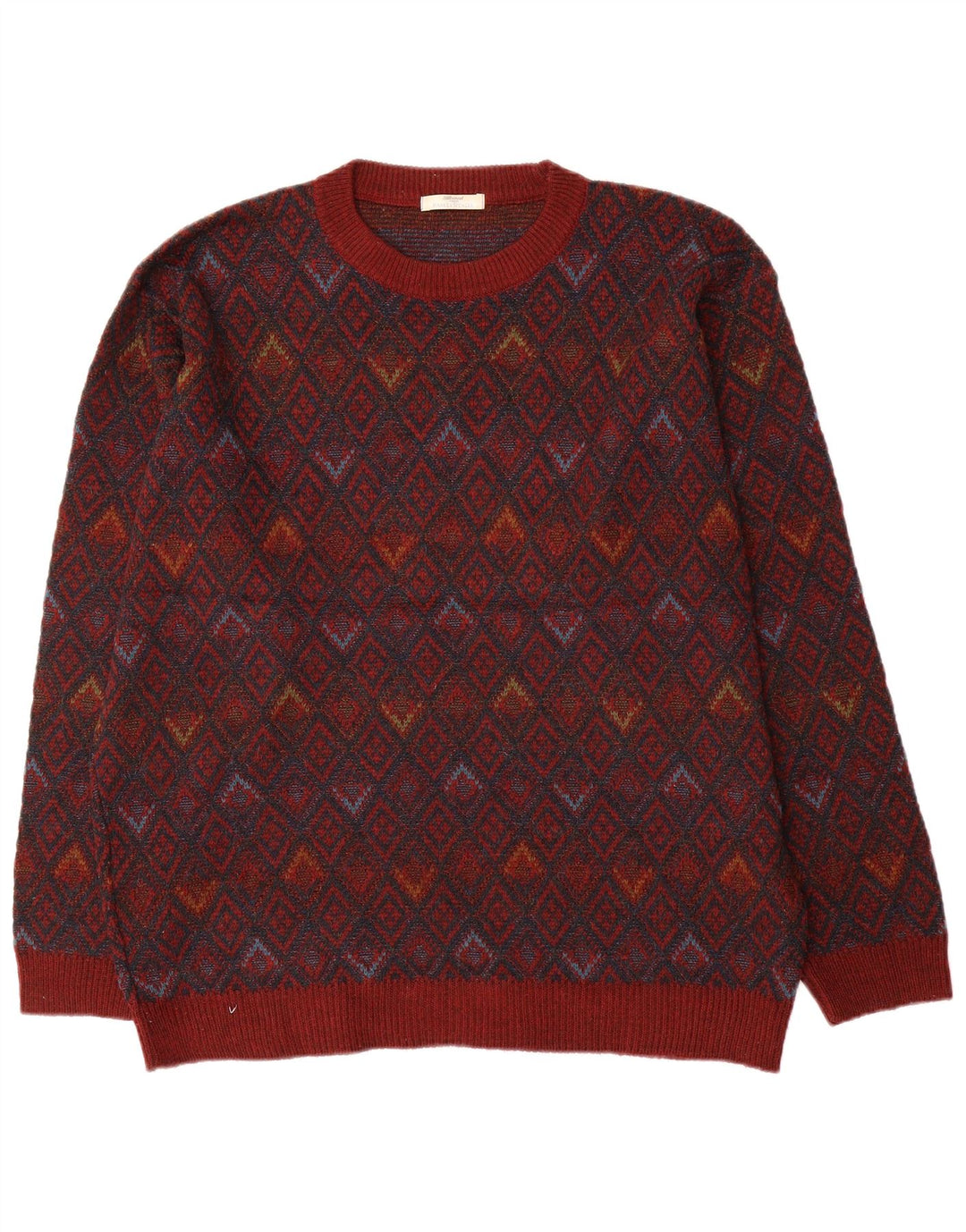 Marks & Spencer Męski sweter z okrągłym dekoltem, duży, czerwony, geometryczny akryl