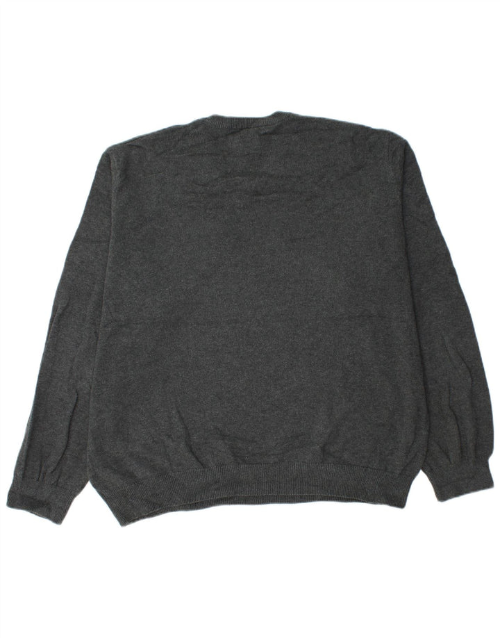 Marks & Spencer Męski sweter z dekoltem w kształcie litery V, XL, szary, bawełniany
