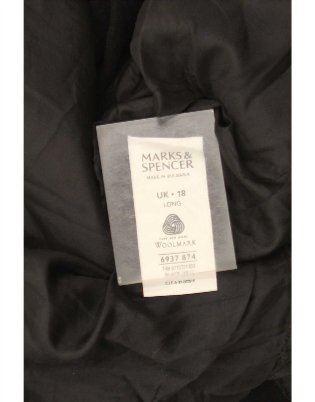 Marks & Spencer Damski długi płaszcz UK 18 XL, czarny, nowa wełna